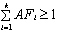 equation: for i=1 to k, the sum of AFi is greater than or equal to 1